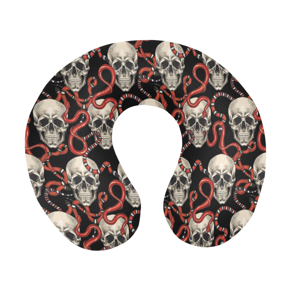 Red snake skull pattern U-Shaped Travel Neck Pillow