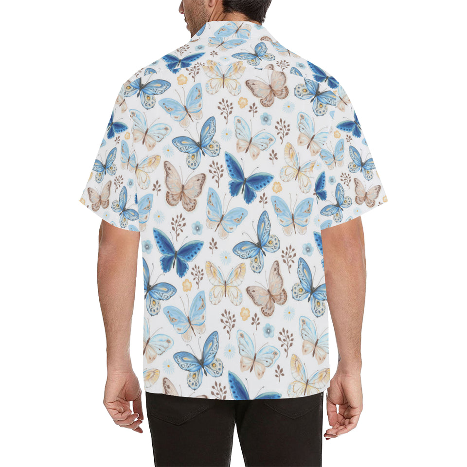 blue butterfly pattern Men's All Over Print Hawaiian Shirt