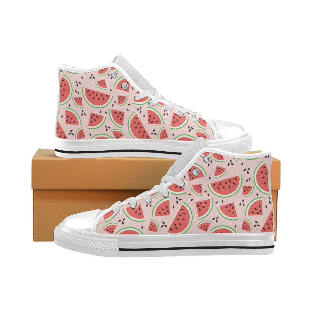 Watermelon pattern Men's High Top Canvas Shoes White