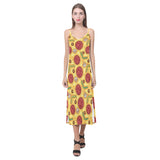 Pizza texture pattern V-Neck Open Fork Long Dress