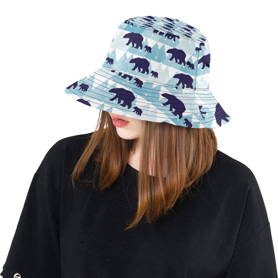 polar bear winter snow pattern Unisex Bucket Hat