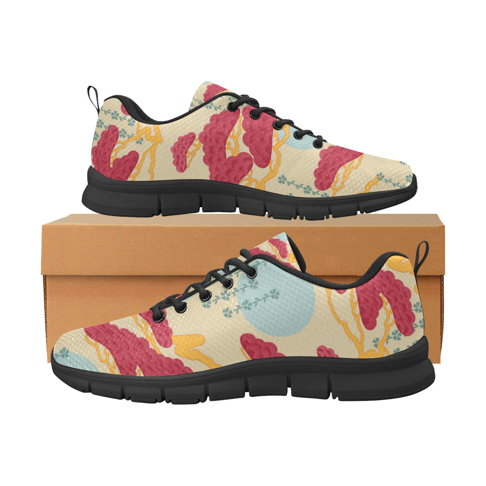 Red Bonsai gray sun japanese pattern Men's Sneaker Shoes