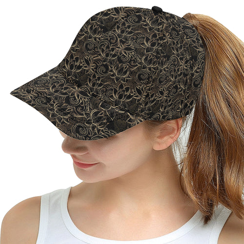 luxurious gold lotus waterlily black background All Over Print Snapback Cap