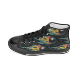 Bowling balls flame pattern Men's High Top Canvas Shoes Black