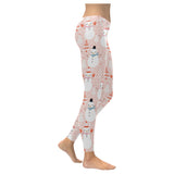 Cute snowman christmas tree snowpink background Women's Legging Fulfilled In US