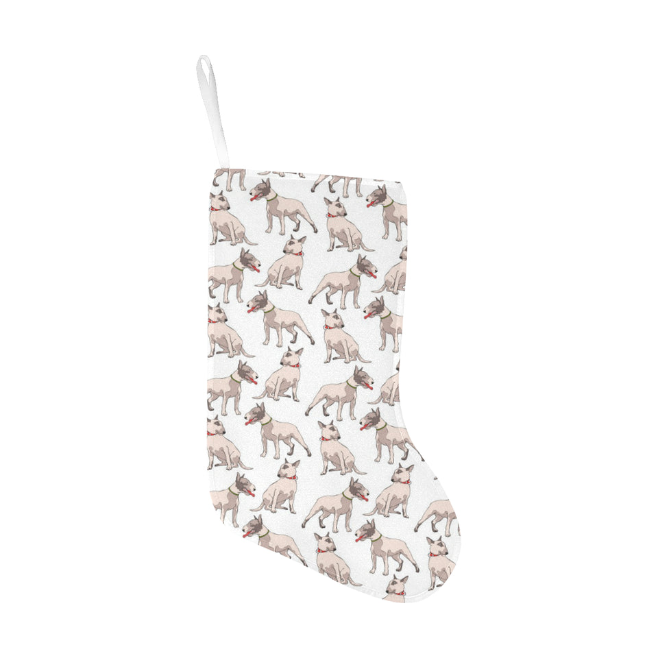 Bull Terrier Pattern Print Design 04 Christmas Stocking