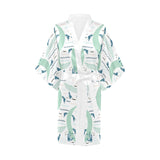 Crocodile diver pattern Women's Short Kimono Robe