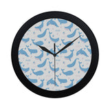 Blue whale pattern Elegant Black Wall Clock