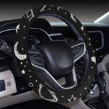 Hand drawn space rocket star planet Car Steering Wheel Cover
