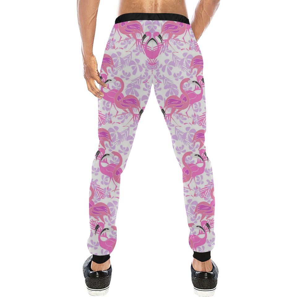 Pink flamingo flower pattern Unisex Casual Sweatpants