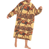 Camel polynesian tribal design pattern Blanket Robe with Sleeves