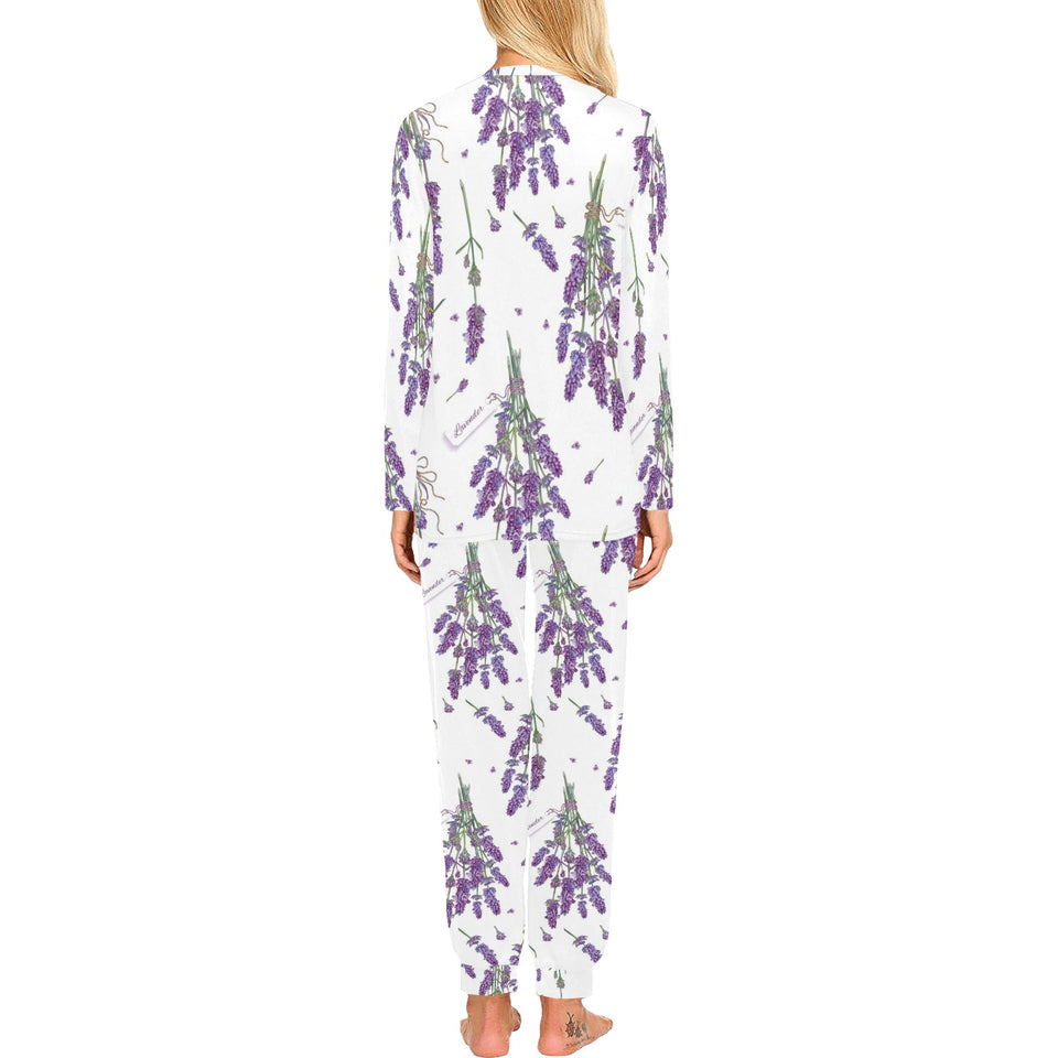 lavender flower design pattern Women's All Over Print Pajama Set