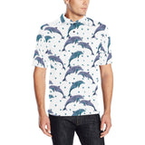 Dolphins pattern dotted background Men's All Over Print Polo Shirt