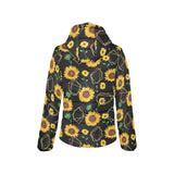 sunflower golden polygonal shapes Women's Padded Hooded Jacket