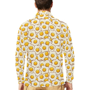 Fried Eggs Pattern Print Design 02 Men's Long Sleeve Polo Shirt