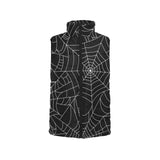 Spider web pattern Black background white cobweb Women's Padded Vest