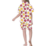 Passion fruit design pattern Kids' Boys' Girls' V-Neck Short Pajama Set