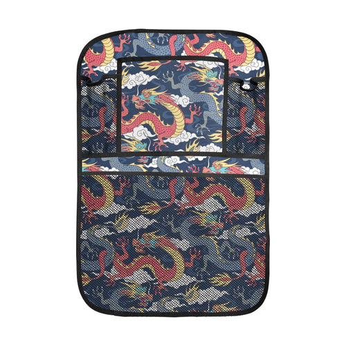 Blue red dragon cloud pattern Car Seat Back Organizer