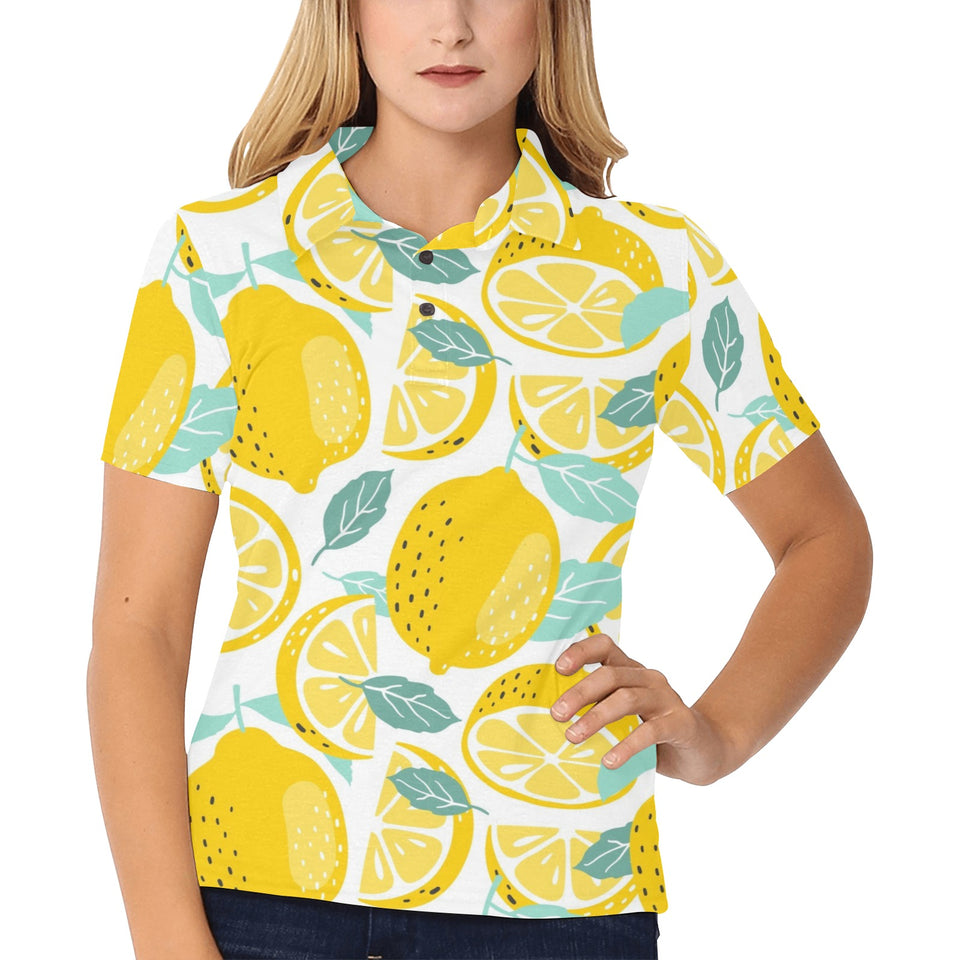 lemon design pattern Women's All Over Print Polo Shirt