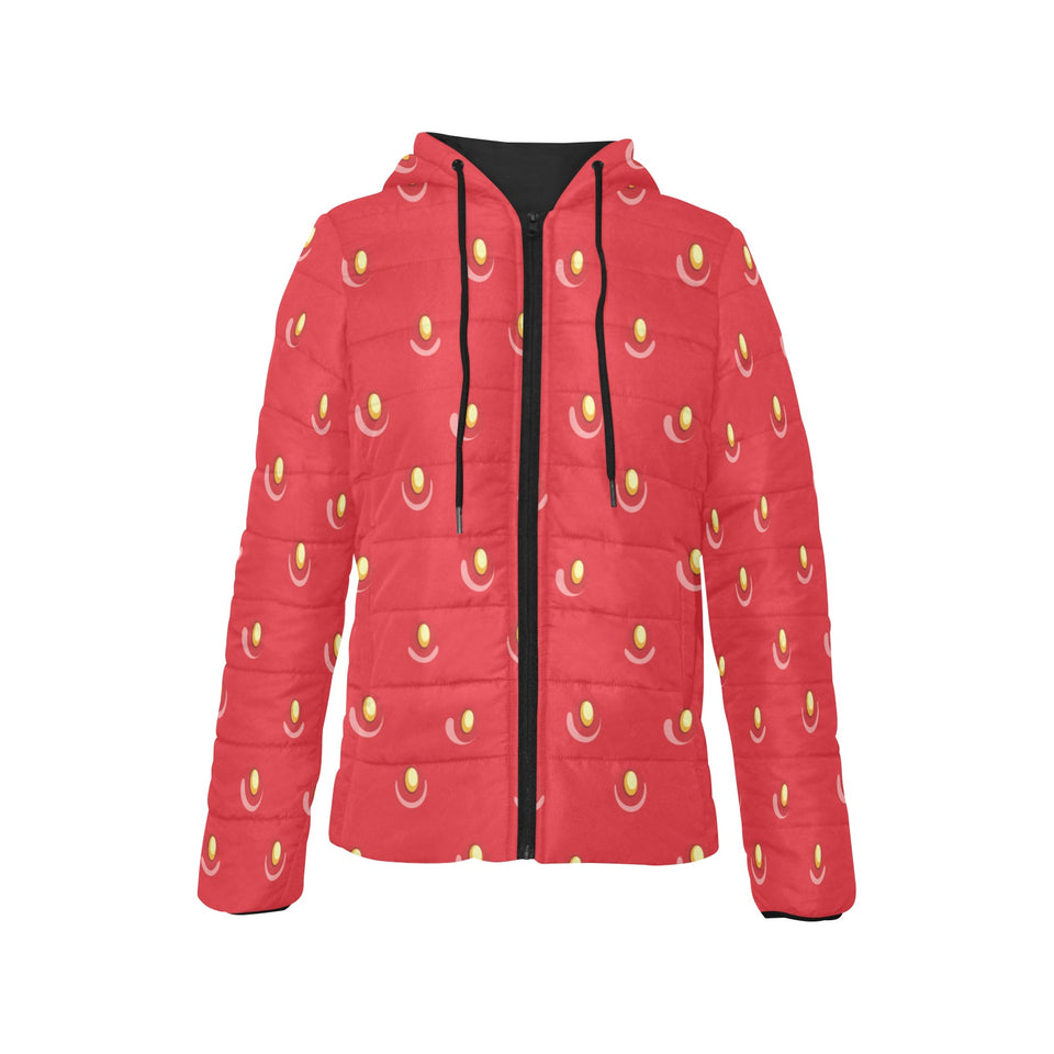 strawberry texture skin pattern Women's Padded Hooded Jacket