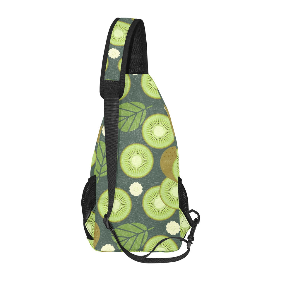 Whole sliced kiwi leave and flower All Over Print Chest Bag