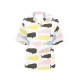 Whale dot pattern Women's All Over Print Hawaiian Shirt