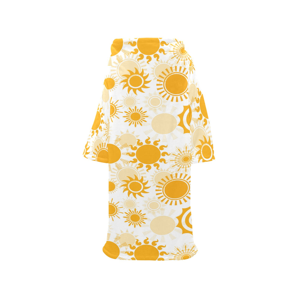 Sun design pattern Blanket Robe with Sleeves