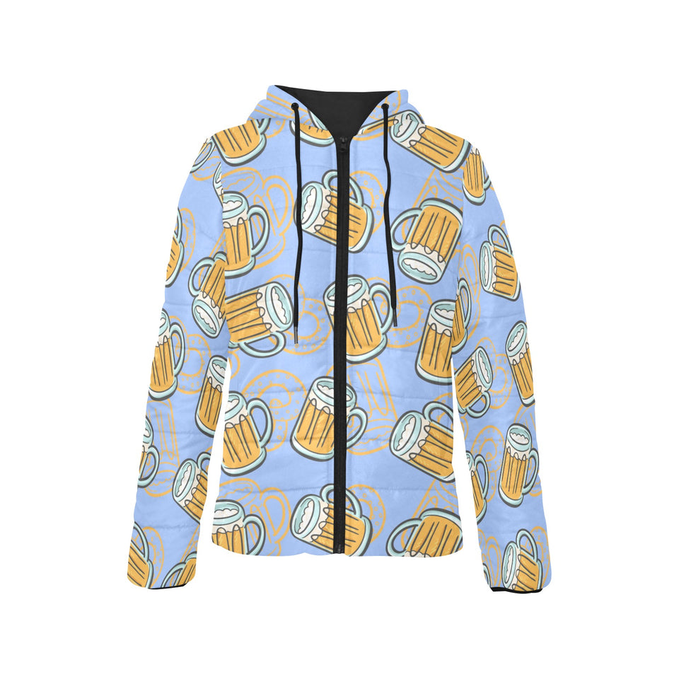 Beer pattern Women's Padded Hooded Jacket