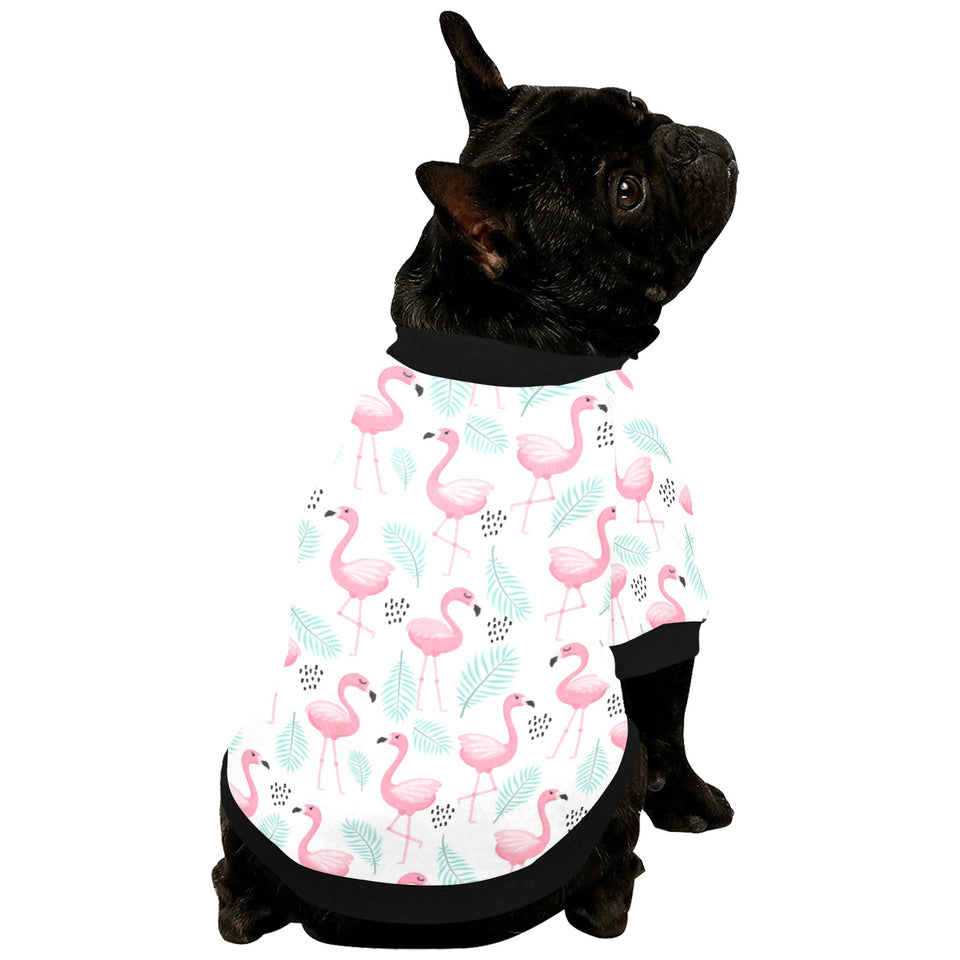 Cute flamingo pattern All Over Print Pet Dog Round Neck Fuzzy Shirt