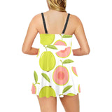 Guava pattern Chest Sexy Pleated Two Piece Swim Dress