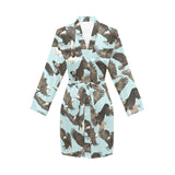Eagle Pattern Print Design 01 Women's Long Sleeve Belted Night Robe