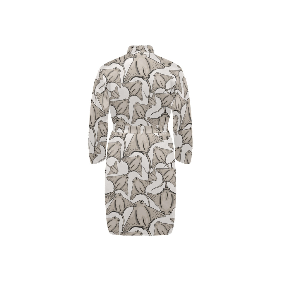 Stingray Pattern Print Design 05 Men's Long Sleeve Belted Night Robe