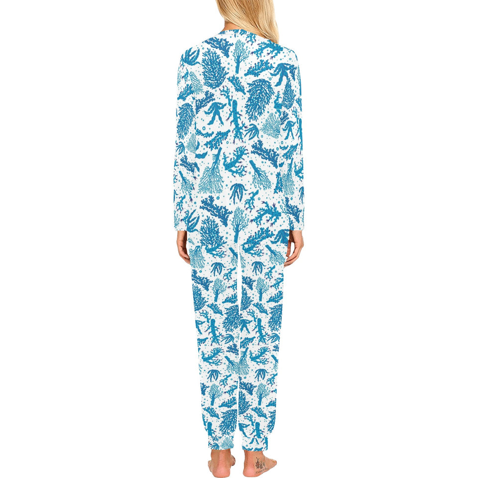 Coral Reef Pattern Print Design 01 Women's All Over Print Pajama Set