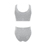 arabic star pattern Chest Bowknot High Waisted Bikini Swimsuit