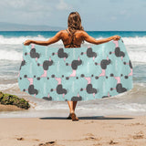 poodle dog green background Beach Towel