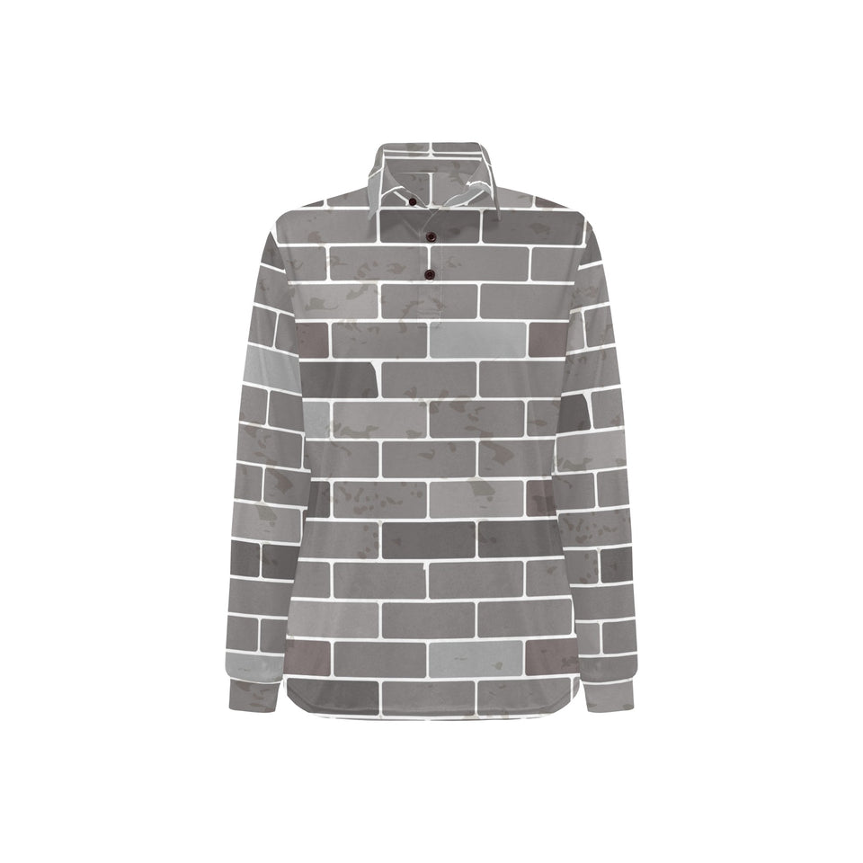 Brick Printed Pattern Print Design 05 Women's Long Sleeve Polo Shirt