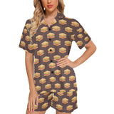 Sandwich Pattern Print Design 04 Women's V-Neck Short Pajama Set