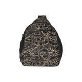 luxurious gold lotus waterlily black background All Over Print Chest Bag