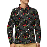 Eagle Pattern Print Design 04 Men's Long Sleeve Polo Shirt
