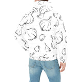 Garlic pattern black white Men's Padded Hooded Jacket