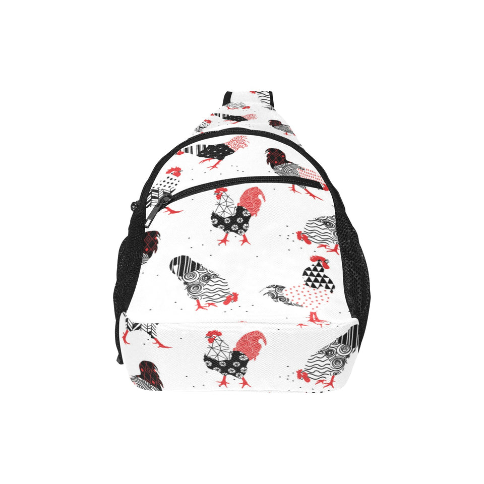 Cool rooster chicken cock floral ornament backgrou All Over Print Chest Bag