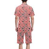 Casino Cards Suits Pattern Print Design 03 Men's V-Neck Short Pajama Set