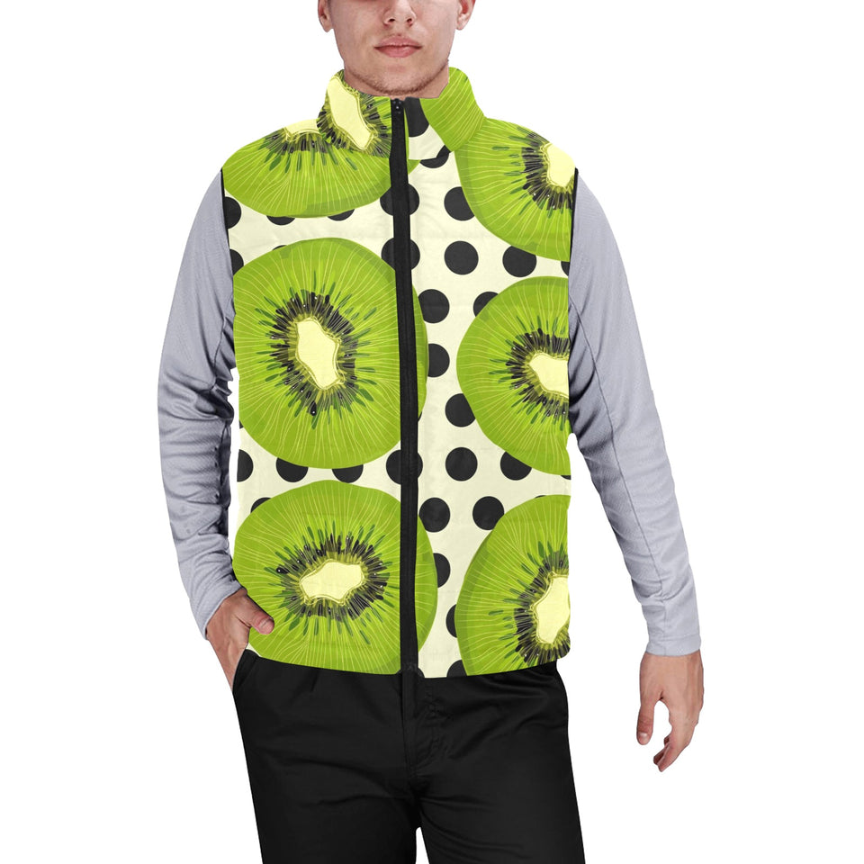 kiwi black dot background Men's Padded Vest