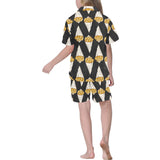 French fries dark background Kids' Boys' Girls' V-Neck Short Pajama Set