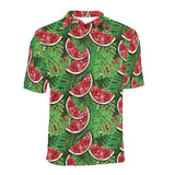 Watermelons tropical palm leaves pattern backgroun Men's All Over Print Polo Shirt
