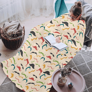 Mustache Beard Pattern Print Design 03 Blanket Robe with Sleeves