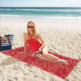 Gold dragons red background Beach Towel