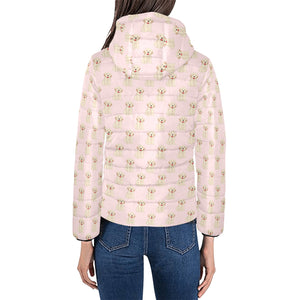 Golden Retriever Pattern Print Design 02 Women's Padded Hooded Jacket