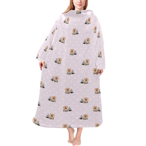 Yorkshire Terrier Pattern Print Design 02 Blanket Robe with Sleeves