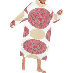 Circle indian pattern Blanket Robe with Sleeves